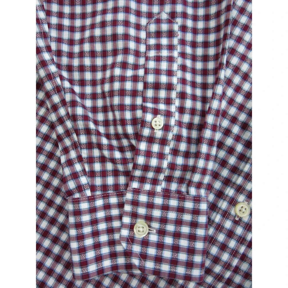 Banana Republic Shirt Men's Large Classic Fit Geometric Red Preppy Non-Iron